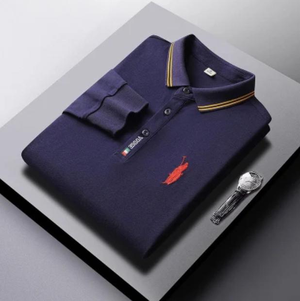 Cotton Striped Shirt Middle -Aged Men 'S Long -Sleeved T -Shirt Middle -Aged Men 'S T -Shirt