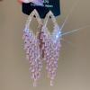 Silver Rhinestone Heart Zircon Tassel Earrings - Elegant, Luxurious, and Unique Design.