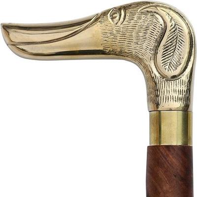 Bastone da passeggio con manico in ottone a forma di testa di cane in legno fatto a mano