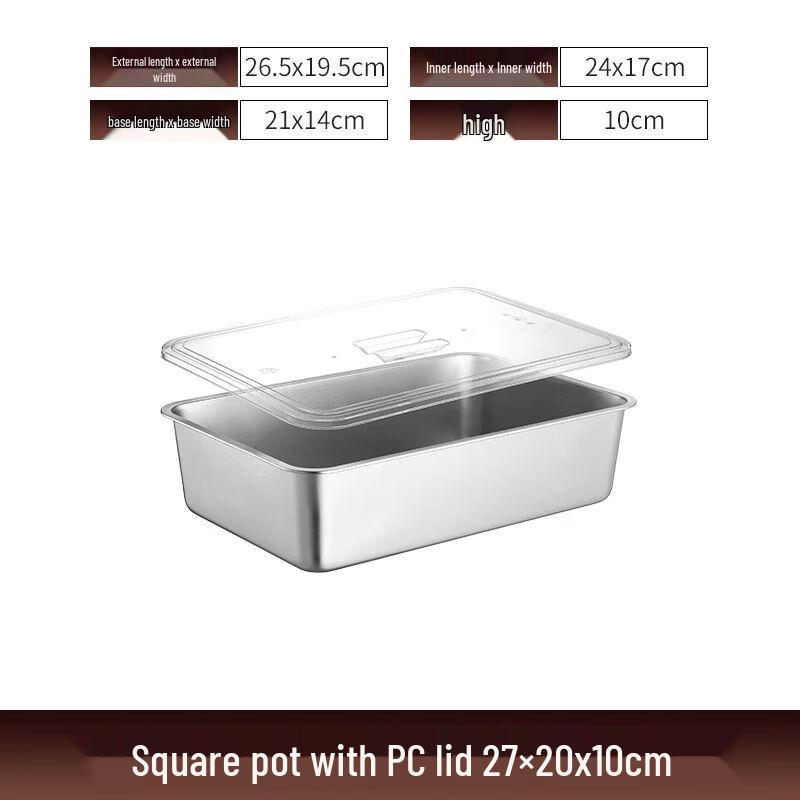 XuanKunPai Stainless Steel Rectangular Buffet Serving Pan with Lid