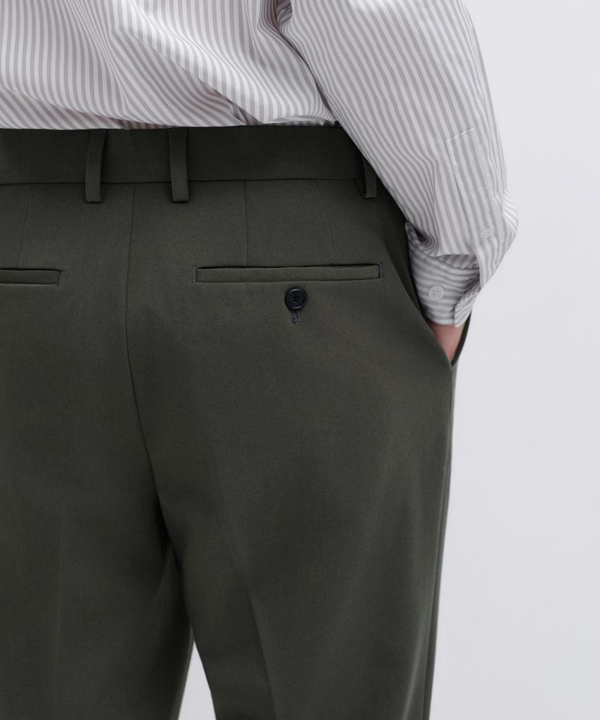 MUSINSA STANDARD Semi-Wide Hidden Banding Slacks [Dusty Khaki]