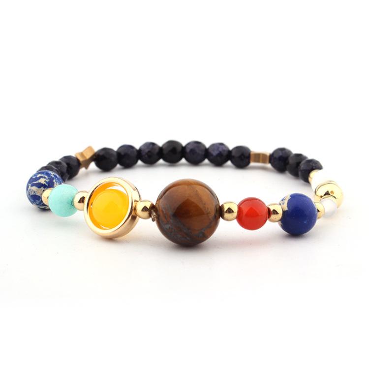 Top-Selling Galaxy Solar System Bracelet: Natural Stone Beads, 8 Planets, Guardian Star, Seven Chakra Bangle