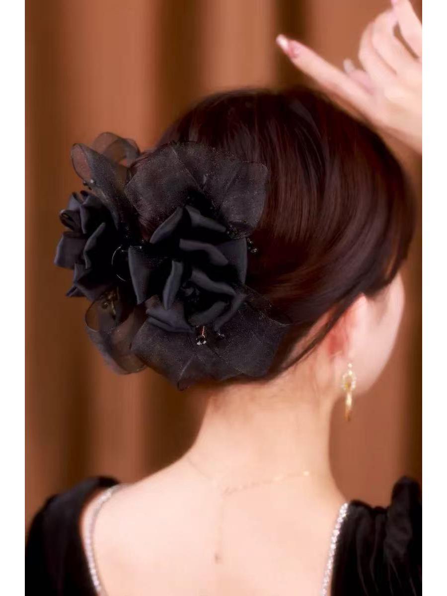 Sweet Style Organza Bow Rose Claw Clip for Japanese Korean Fashion Hair Buns