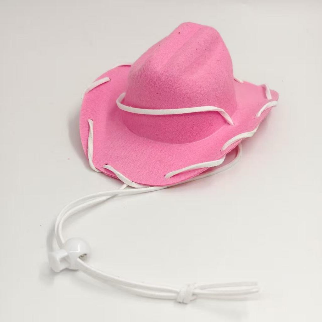 Pet handmade punched rope cowboy hat puppy cat western cowboy hat pet 13cm shaped small hat