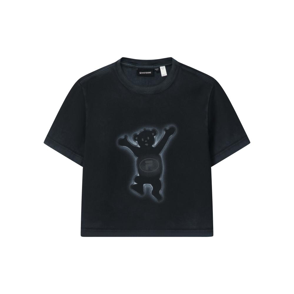 FILA × WE11DONE Letter Print Round Neck Short Sleeve T-Shirt Women tops F11W626109F-BK S