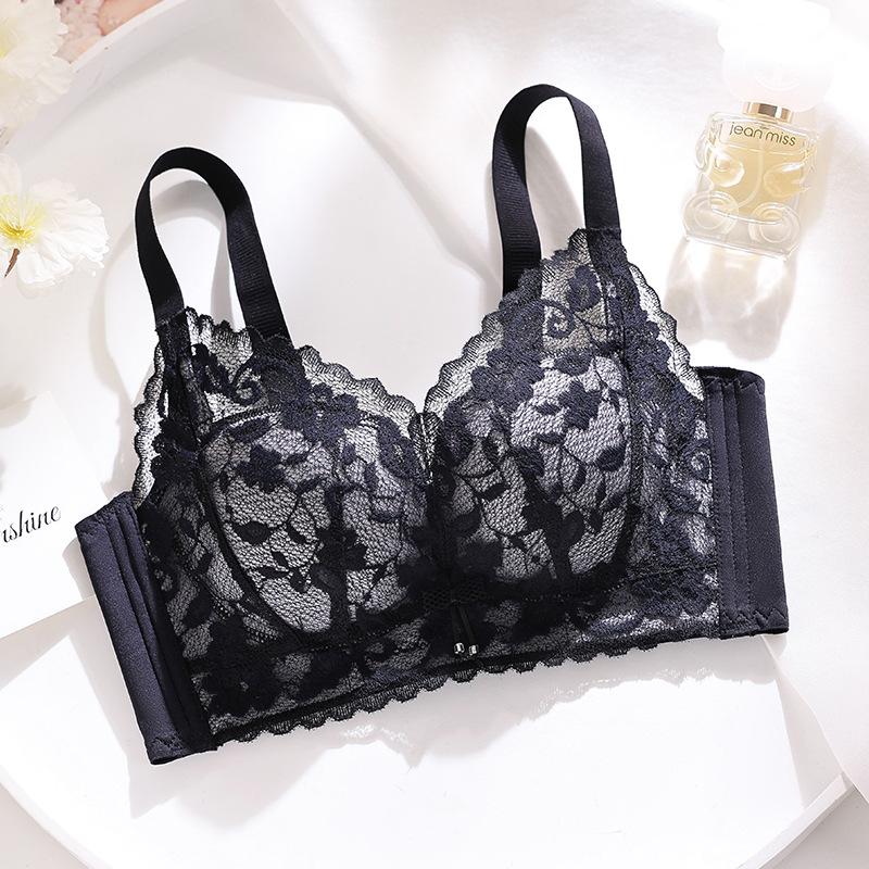 Autumn and Winter New Lace Without Steel Ring Adjustment Bra Cover Gathered Anti-sagging Thick Cup