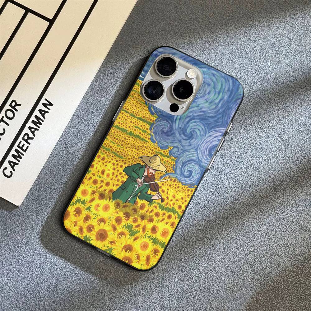 Art Vincent Van Gogh Phone Case For iPhone 16 15 17 Pro 11 12 13 14 Pro Max Plus Soft Ripple Silicone Cover Shell