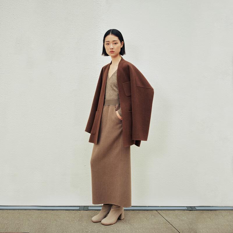 LESS Women's 2024 Winter Merino Wool V-Neck Pullover Sweater