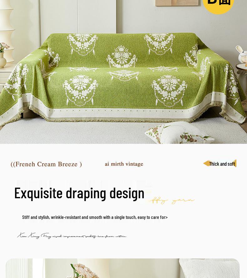 Retro Chenille Jacquard Anti-Scratch Sofa Cover - All-Season, Full Coverage, Cat-Resistant, Versatile Sofa Protector.
