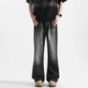 Retro Hong Kong Style Loose Straight-Leg Micro-Flare Jeans - Unisex Casual Solid Color Floor-Length Pant for Spring