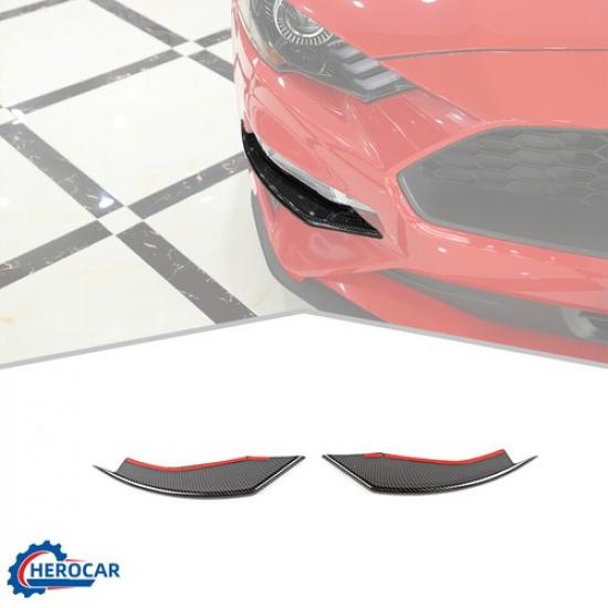 

2Pc Carbon Fiber Car Front Fog Light Lamp Strips Cover Trim For Ford Mustang 18+