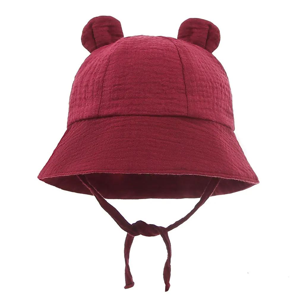 Muslin Cotton Baby Hat Summer Infant Cap Soft Baby Sun Hats Panama for Kids Girls Boys Bucket Hat Accessories Children 3-12M