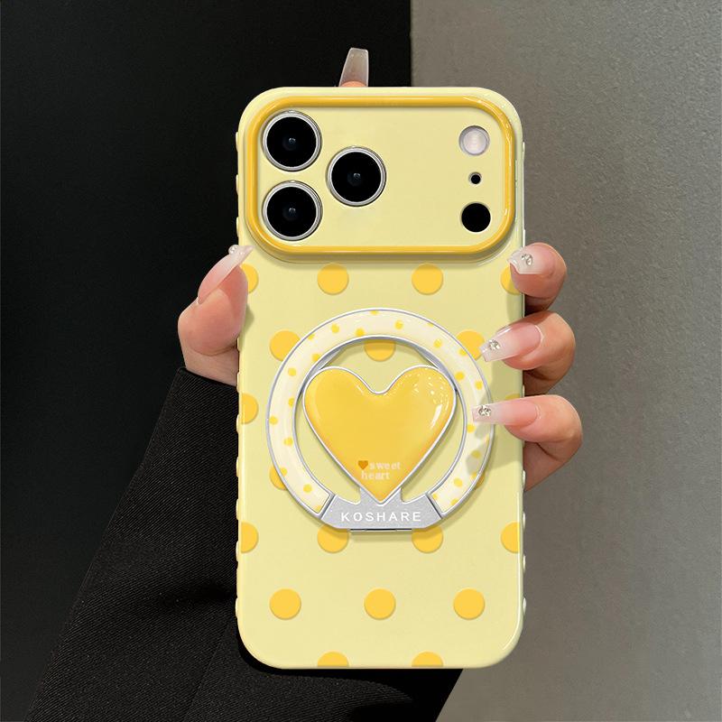 Applicable To Apple 11promax Mobile Phone Case 11 Korean Simple Iphone11 Polka Dot Love Bracket 11 Large Windows