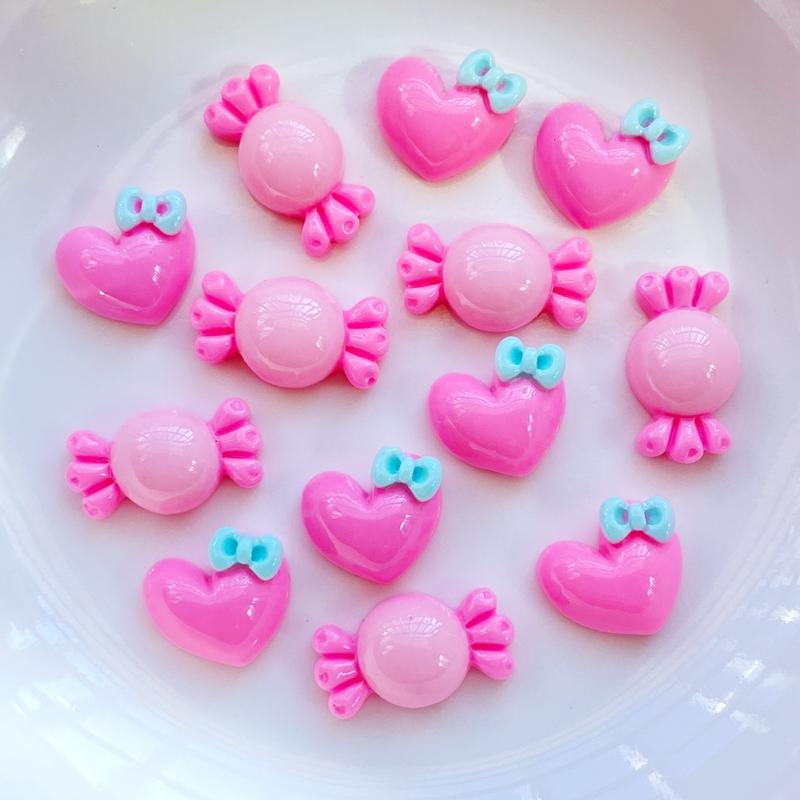 

50Pcs New Cute Mini Resin Heart-Shaped /Candy Flat back Cabochon Scrapbook Kawaii DIY Embellishments Accessories