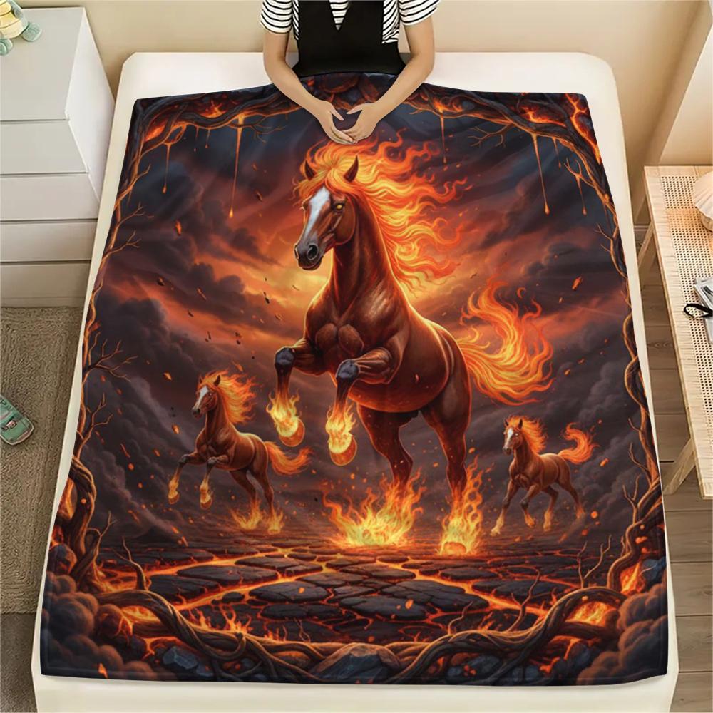 1 Adet Karikatür Baskılı Flanel Battaniye, Yüksek Kalite, Her Mevsim İçin Rahat, Ev Dekorasyonu, Sıcaklık ve Konfor, Noel Doğum Günü Hediyesi İçin Mükemmel