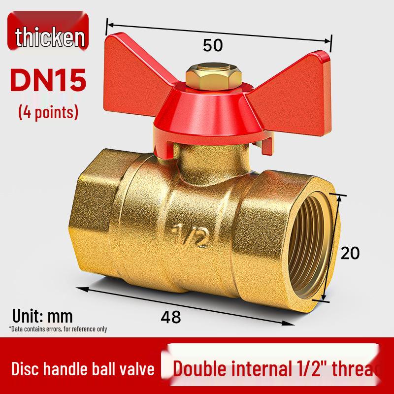Heavy-Duty 1/2" Brass Ball Valve for Air and Water Pipes, Internal/External Thread