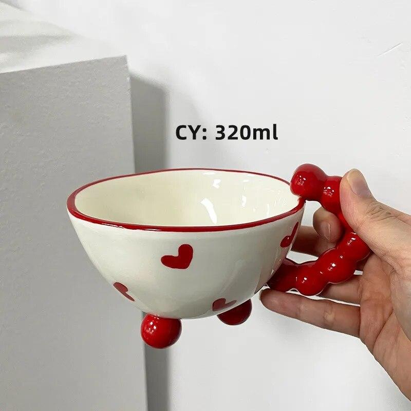 2024 Christmas Present Ins Coffee Tea Cup Creative Heart Mug Romantic Gifts Ceramic Milk Coffee Cups Gift For Girlfriend Wife