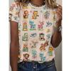 Sheep Dog Cat T-Shirts Animal Pattern 3D Print Women O-Neck Short Sleeves T Shirt Street Y2k Harajuku Tees Tops Female Clothing