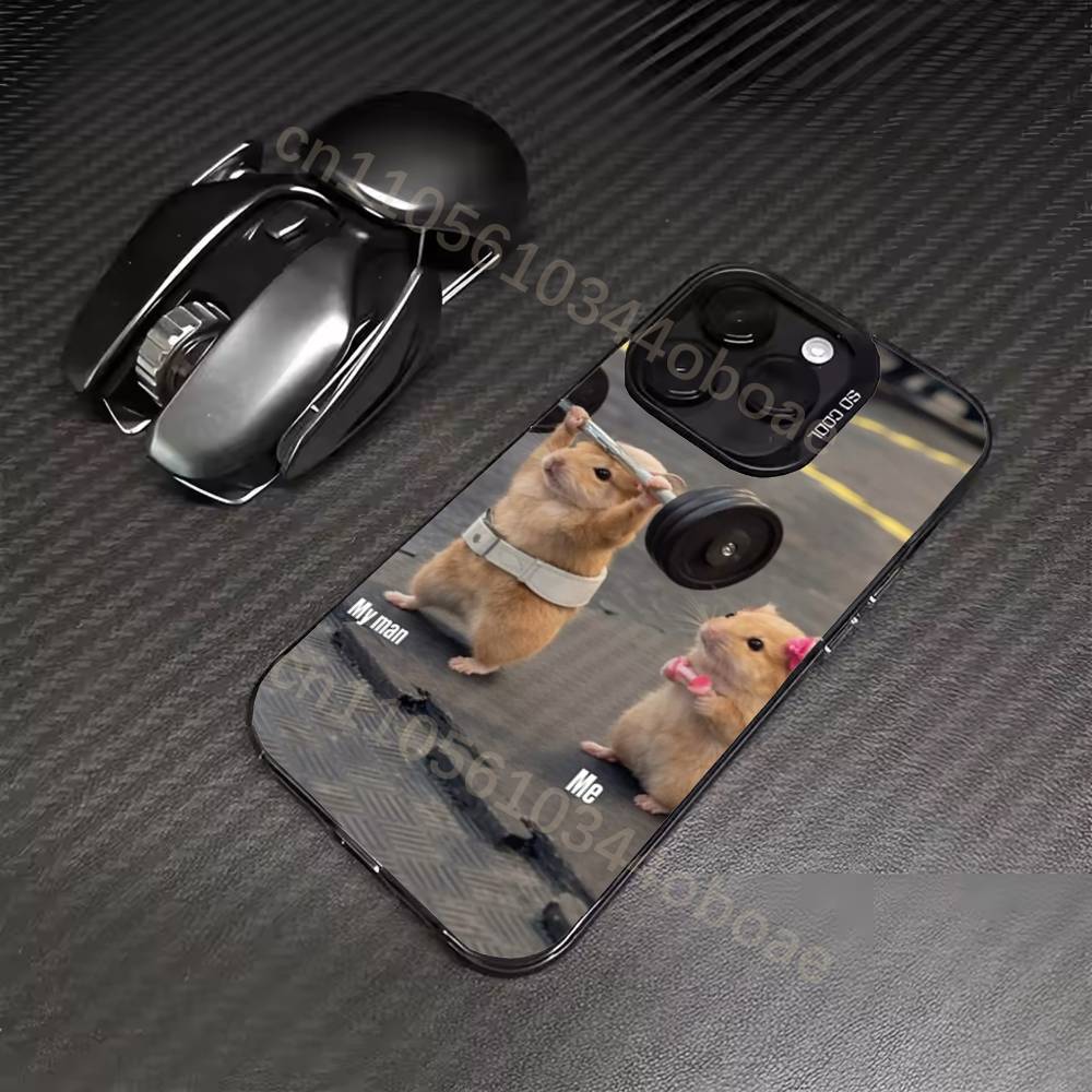 

Cute Gym Hamster Phone Case For iPhone 17,16,15,14,13,12,11,Pro,Max,Plus Shockproof Cover iPhone17