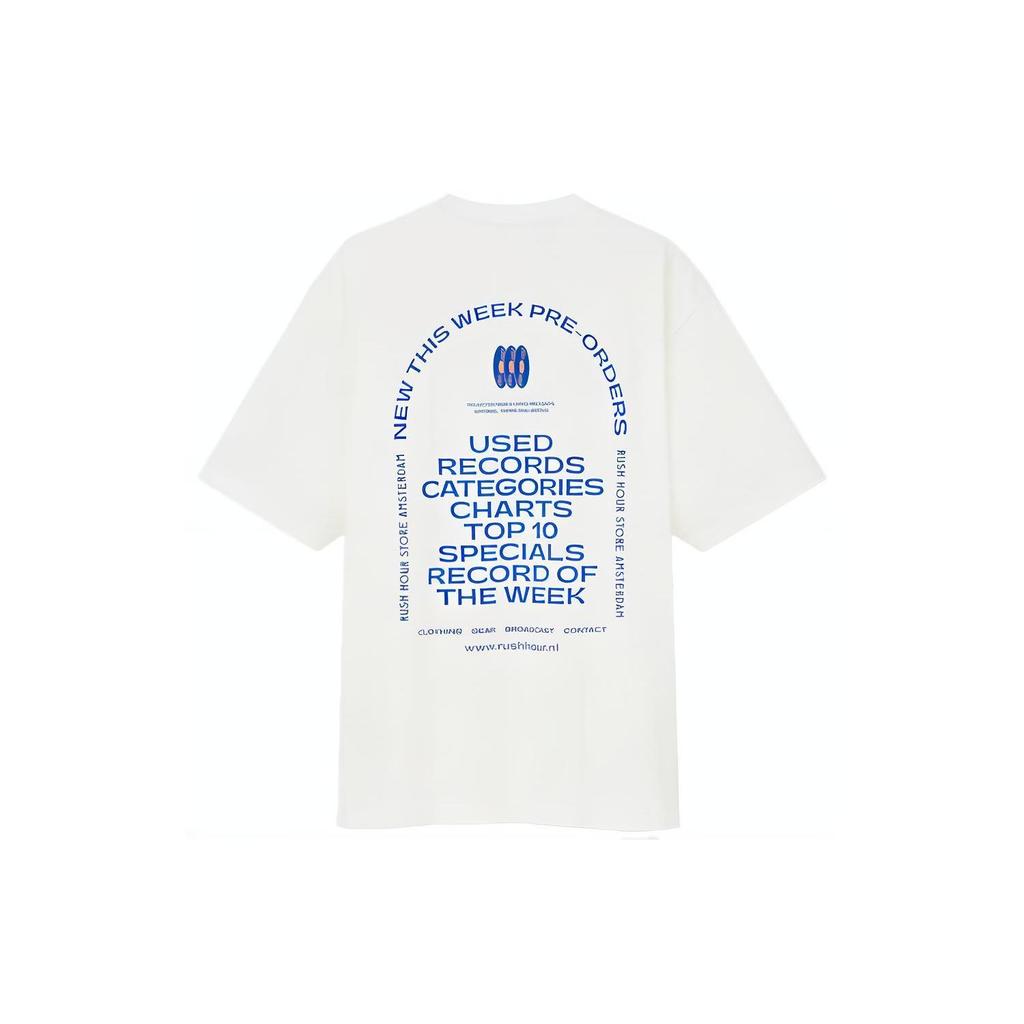 Uniqlo Buchstabenprint Schallplatte Rundhals T-Shirt Unisex Oberteile Weiß 434377-00
