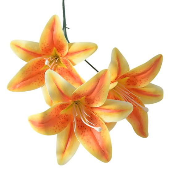 Artifical Lily Flowers with 3 Heads Full Bloom Real Touch Long Stem Fake Lily Bouquet for Home Hotel Flower Arrangement Wedding Party Decor