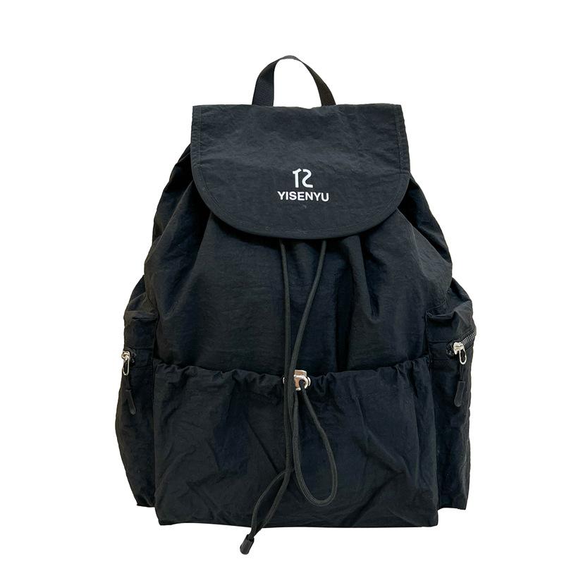 

Japanese drawstring backpack large-capacity schoolbag women s dopamine cover type retro style drawstring backpack