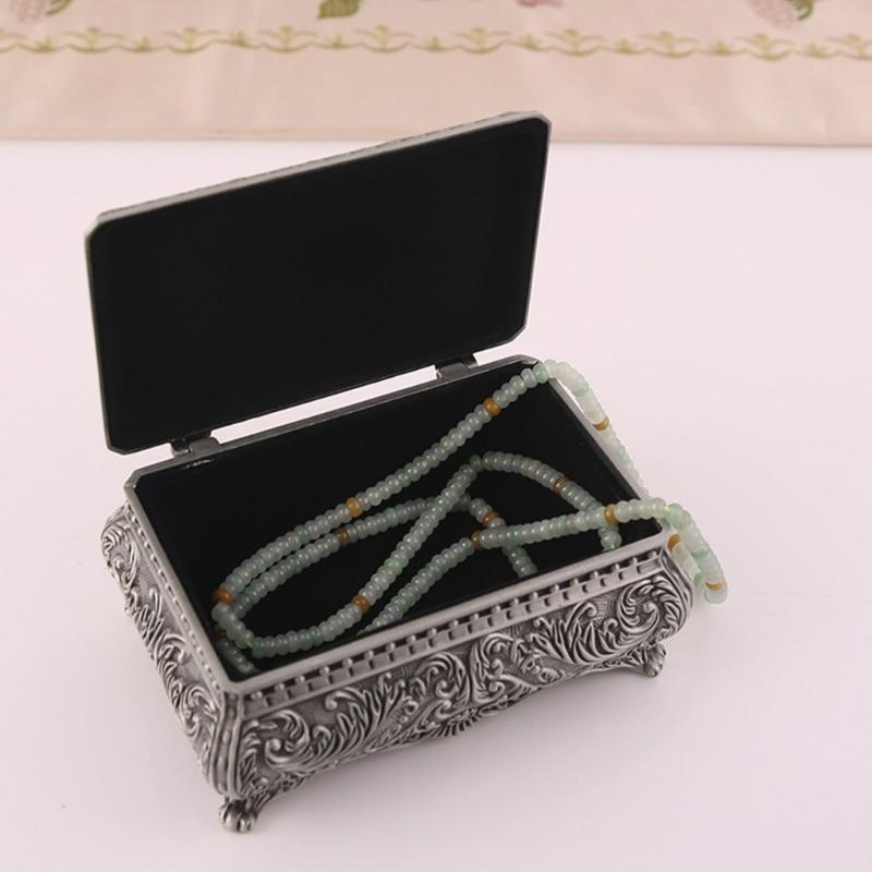 Antique Tin Metal Jewelry Storage Box Dustproof Moisture Resistant Antique Metal Jewelry Organizers Box For Home Decors