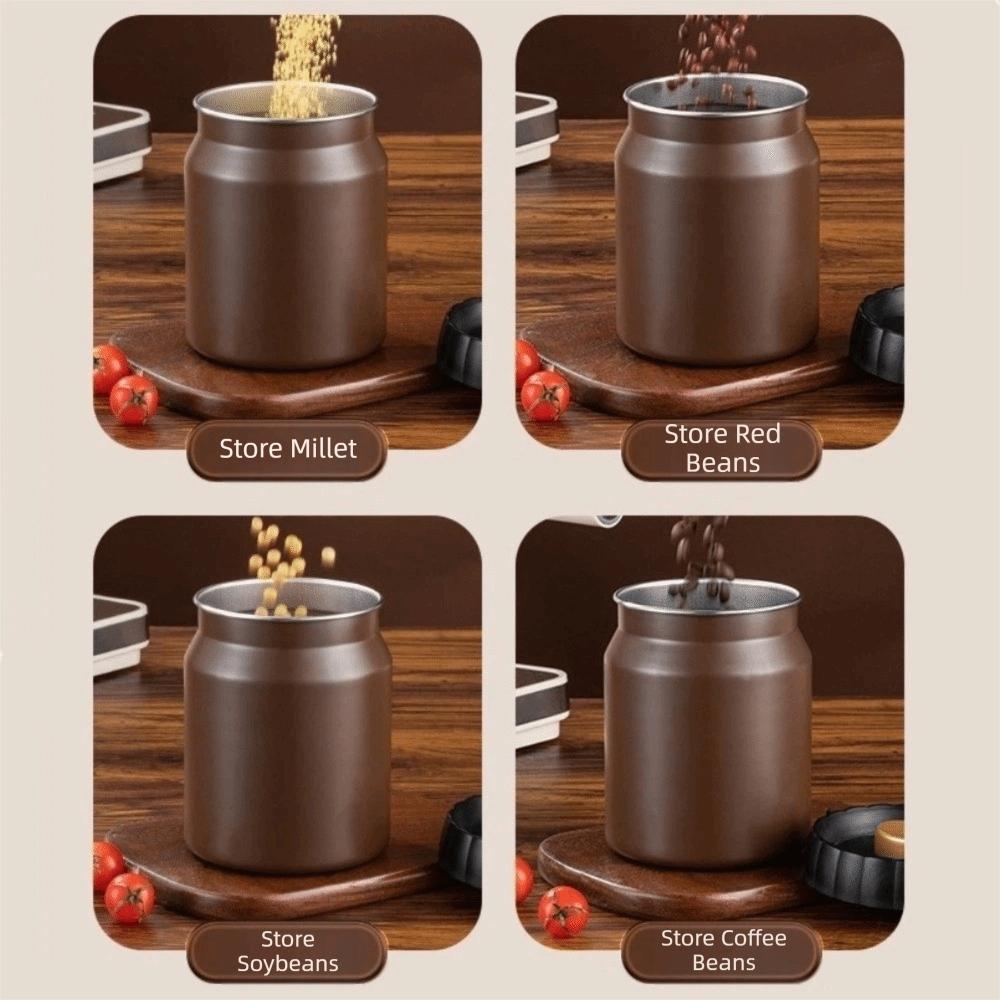Moisture-Proof Stainless Steel Tea Jar Press Vacuum Lid Vacuum Coffee Canister  Kitchen Storage