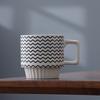 Kubek geometryczny w stylu Hepburna z czarną linią, kubek do kawy i mleka w kropki, prosty ceramiczny kubek w stylu nordyckim, kubek do układania, wysokiej klasy