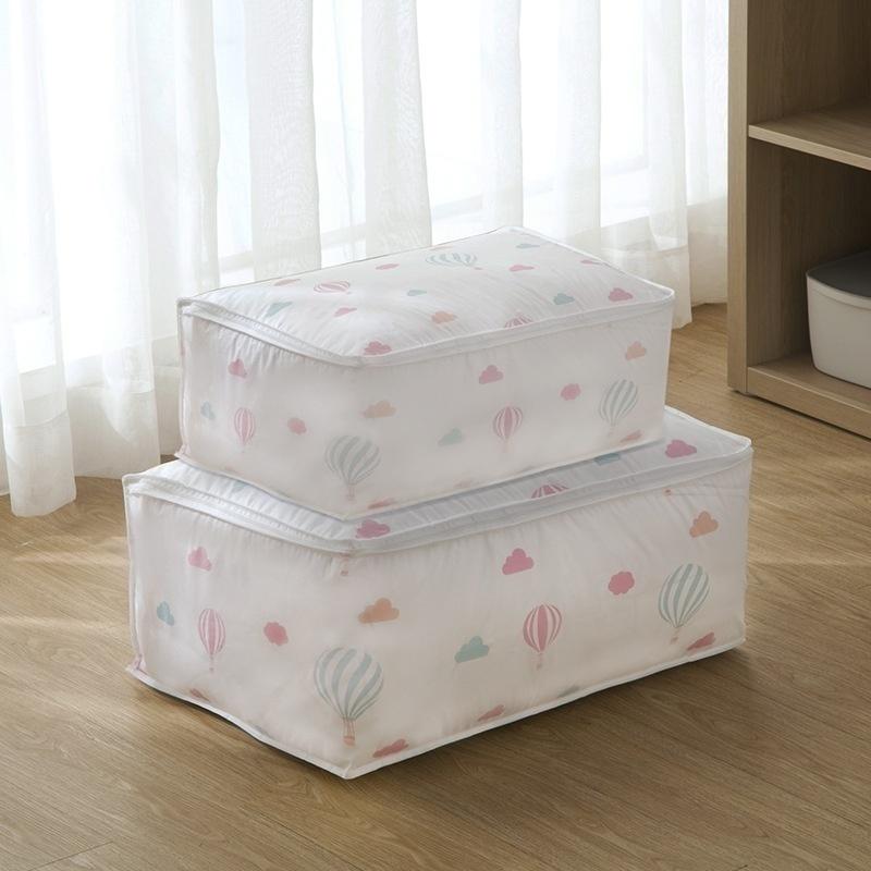 Foldable Quilt Storage Bag Feather Print Home Clothes Quilt Pillow Blanket Storage Bags Travel Luggage Organizer Bag Accessories