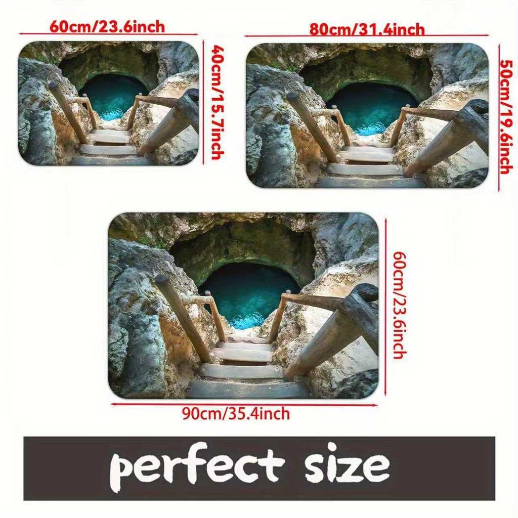 3D Optik İllüzyon Halı Gerçekçi Balık Göleti Alan Halısı Yıkanabilir Japon Balığı Göleti Paspas Kaymaz