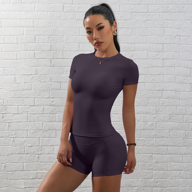 JYL Quick Dry Tight Yoga Top Tee Outdoor Running Shirt