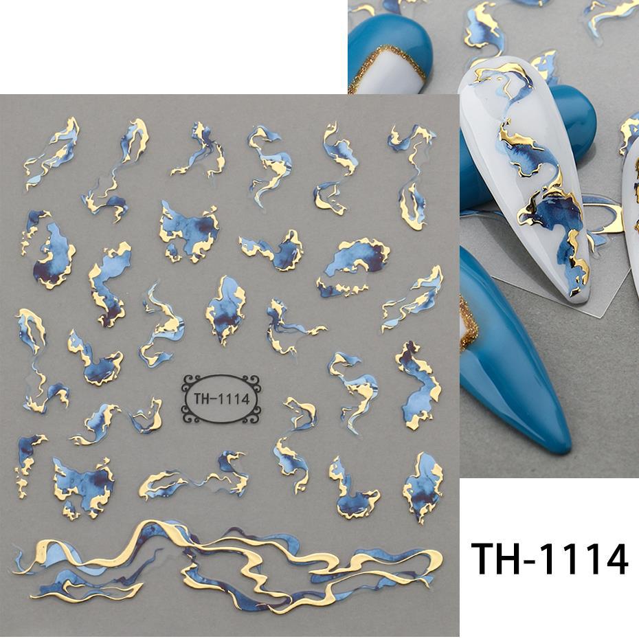 1PCS Black White Butterfly Laser Nail Stickers Nail Art Decoration Abstract Lines Bronzing Flowers Stickers For Nails