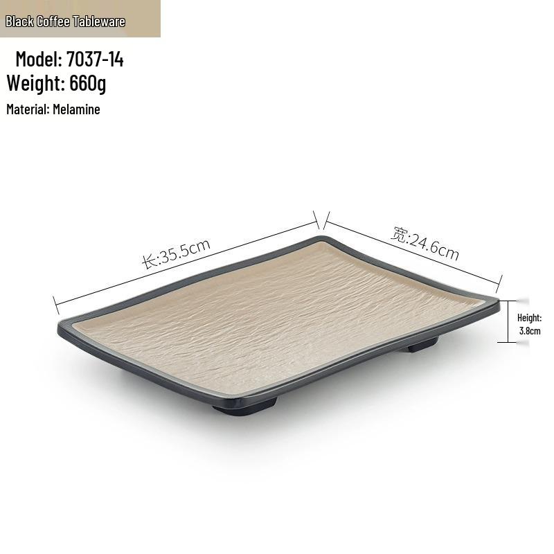 Melamine BBQ Rectangular Side Dish Plate - Imitation Porcelain Plastic, Creative Serving Plate, Drop-Resistant for Hot Pot & Barbecue Restaurants