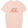 Logo Print Round Neck Pullover Short Sleeve T-Shirt Unisex Tops Pink L224U130-01C9