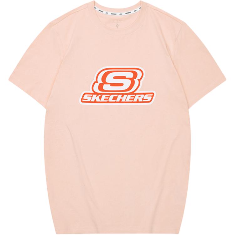 Skechers Logo Print Round Neck Pullover Short Sleeve T-Shirt Unisex Tops Pink L224U130-01C9 M