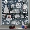 9Pcs/Set Christmas Stickers Self-adhesive Glass Film Snowman Elk Santa Claus Xmas Tree Patterns Removable