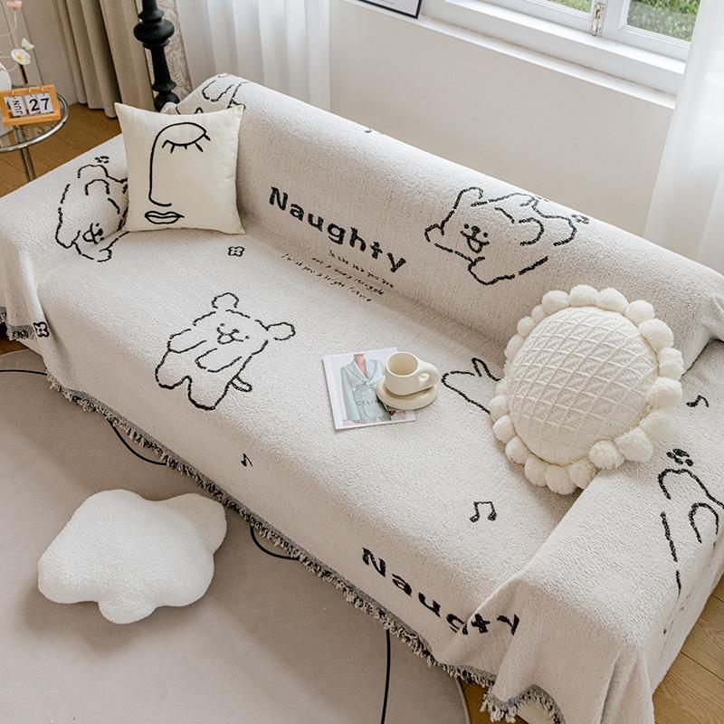 Cartoon Sofa Towel High-Grade Plush Yarn Sofa Cover Sofa Cover Cloth Full Covered Sofa Cover All-Inclusive Non-Slip