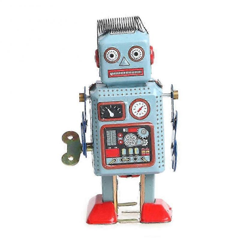 Vintage Mechanical Clockwork Wind Up Walking Robot Tin Toy Kids Gift Collection