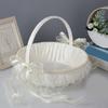 White Ruffle Flower Girl Basket with Lace and White Ribbon for Various Wedding Themes For Wedding Day
