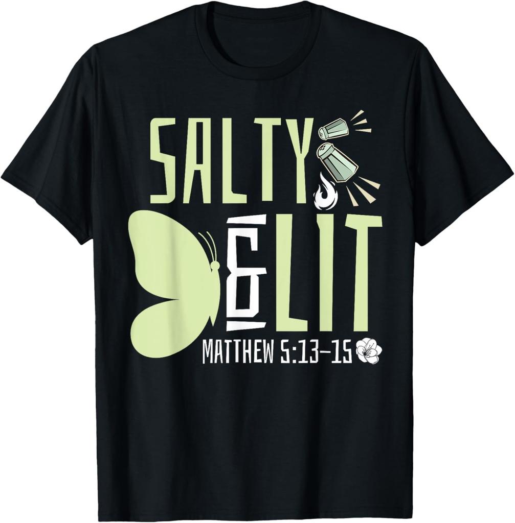 Christian Bible Verse Salty And Lit Matthew 5:13-15 T-Shirt