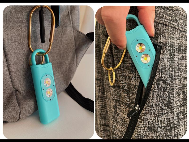 Nøkkelring for selvforsvar for kvinner: Dobbelt blinkende lys og høylytt alarm