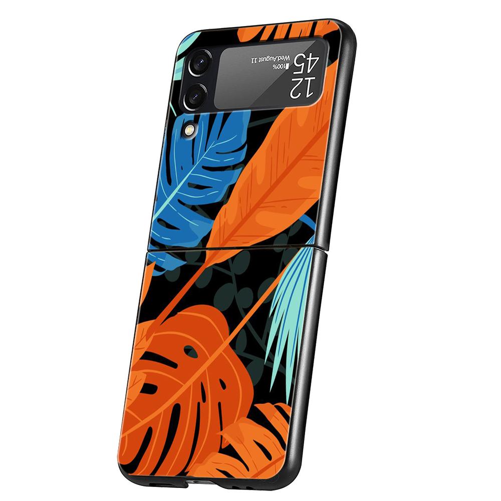 

Кольорове листя Жорсткий ПК Чохол для телефону Для Samsung Galaxy Z Flip 5 4 3 Чорна Кришка Для Galaxy Z Flip 6 Складаний Ударостійкий Чохол Capa for z flip 6