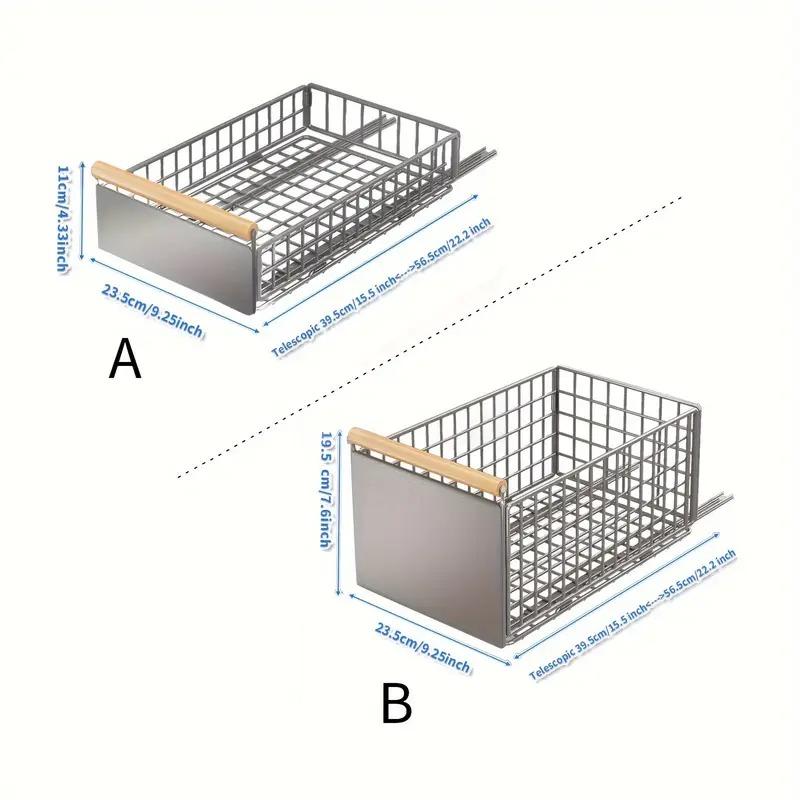 Metal Pull-Out Storage Basket, Slide-Out Cabinet Organizer, Spice and Cutlery Storage Multipurpose Kitchen Cabinet Organizer