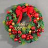 Christmas Ball Wreath Door Hanging Decor Home Window Wall Display Modern Plastic Holiday Garland With Red Balls Pine