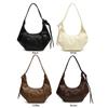 Shoulder Bag for Women Adjustable Strap Crescent Bag PU Leather Solid Color Dumpling Bag Zipper for Work Travel
