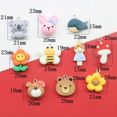 20 Peças Kawaii Brinquedo Animal Resina Pingente Urso Abelha Flor para Decoração DIY Colar Brinco Chaveiro Fabricação de Joias Feito à Mão