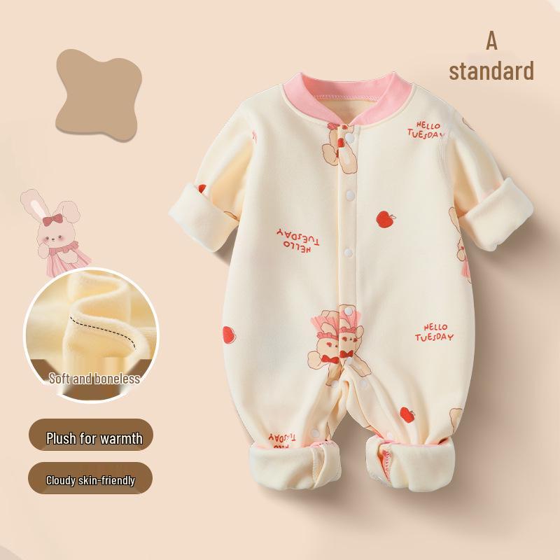 

Флисовый ромпер для новорожденных - Унисекс весенне-осенняя цельная пижама для мальчиков и девочек 66cm