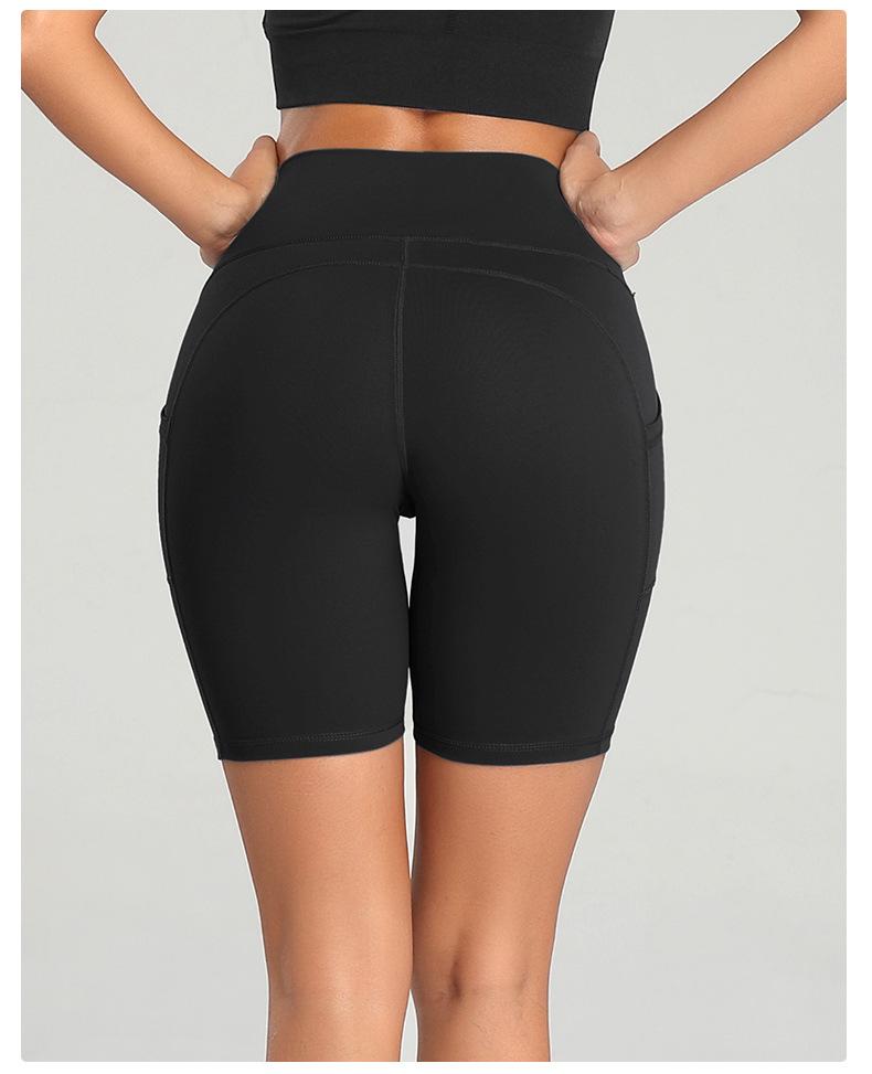 High-Waisted Lulu Style Yoga Cycling Shorts with Pockets - WA47-B
