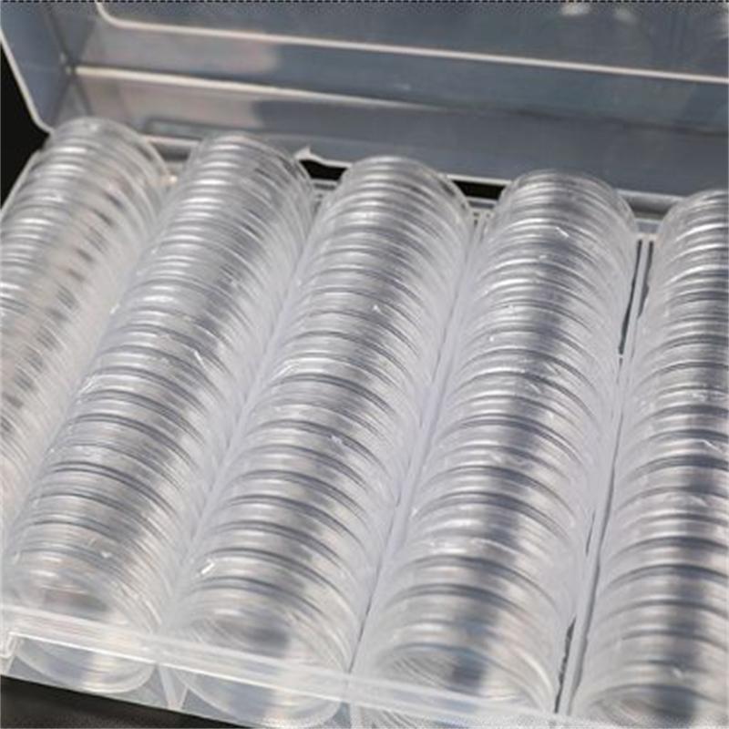 100pcs/set 30mm Clear Coin Capsule Holder Case Transparent Collectable Coin Storage Box for Commemorative Coin Medal Container